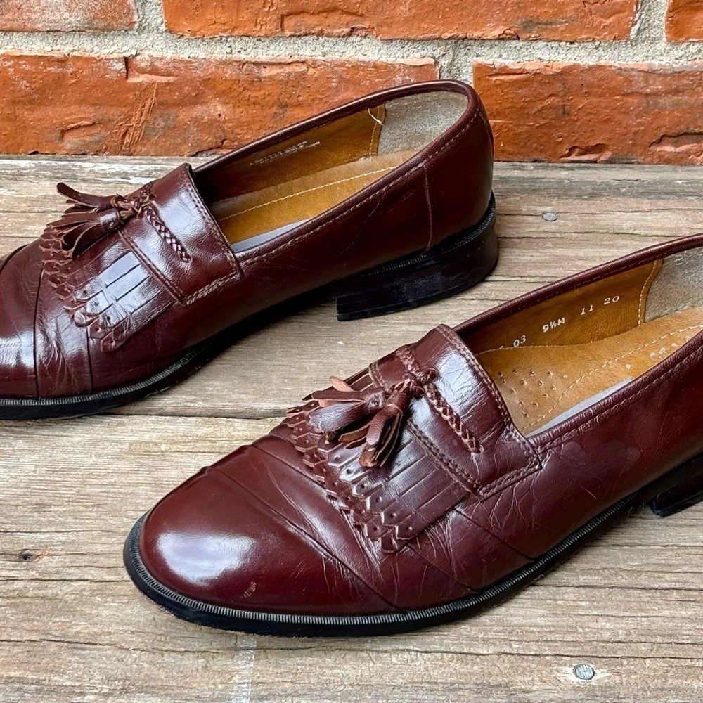 Stacy Adams Mens Comfort System Leather Tassel Brown Loafers 9.5M - Picture 4 of 8